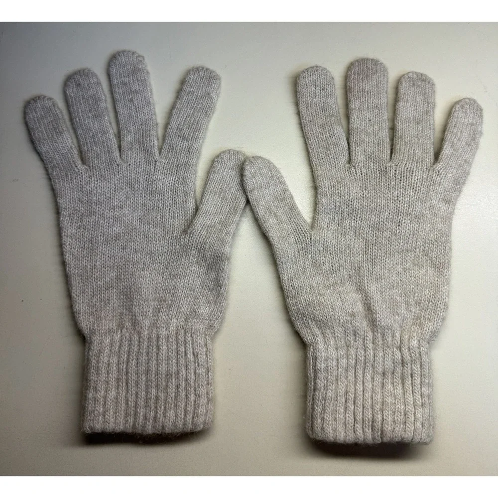 Stilestro Italy Cashmere Blend Knit Gloves Beige Crystal Rhinestone Accent